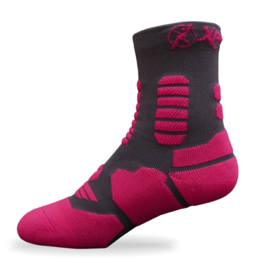 Medias Maratón 6”Bot Gris -fucsia 8/10