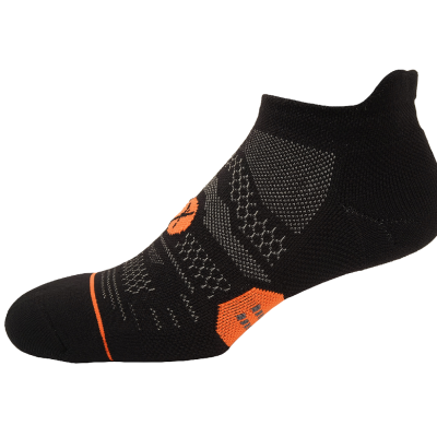 Medias Running Maraton Talonera Negro Naranja