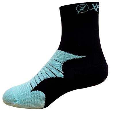 Medias Running Maratón 6” Negro Celeste