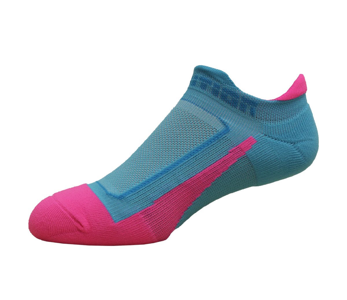Medias Running Maratón Talonera Azul Fucsia