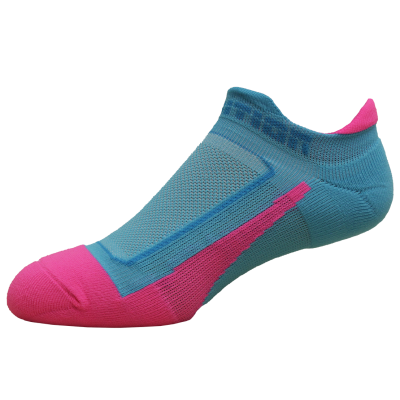 Medias Running Maratón Talonera Azul Fucsia