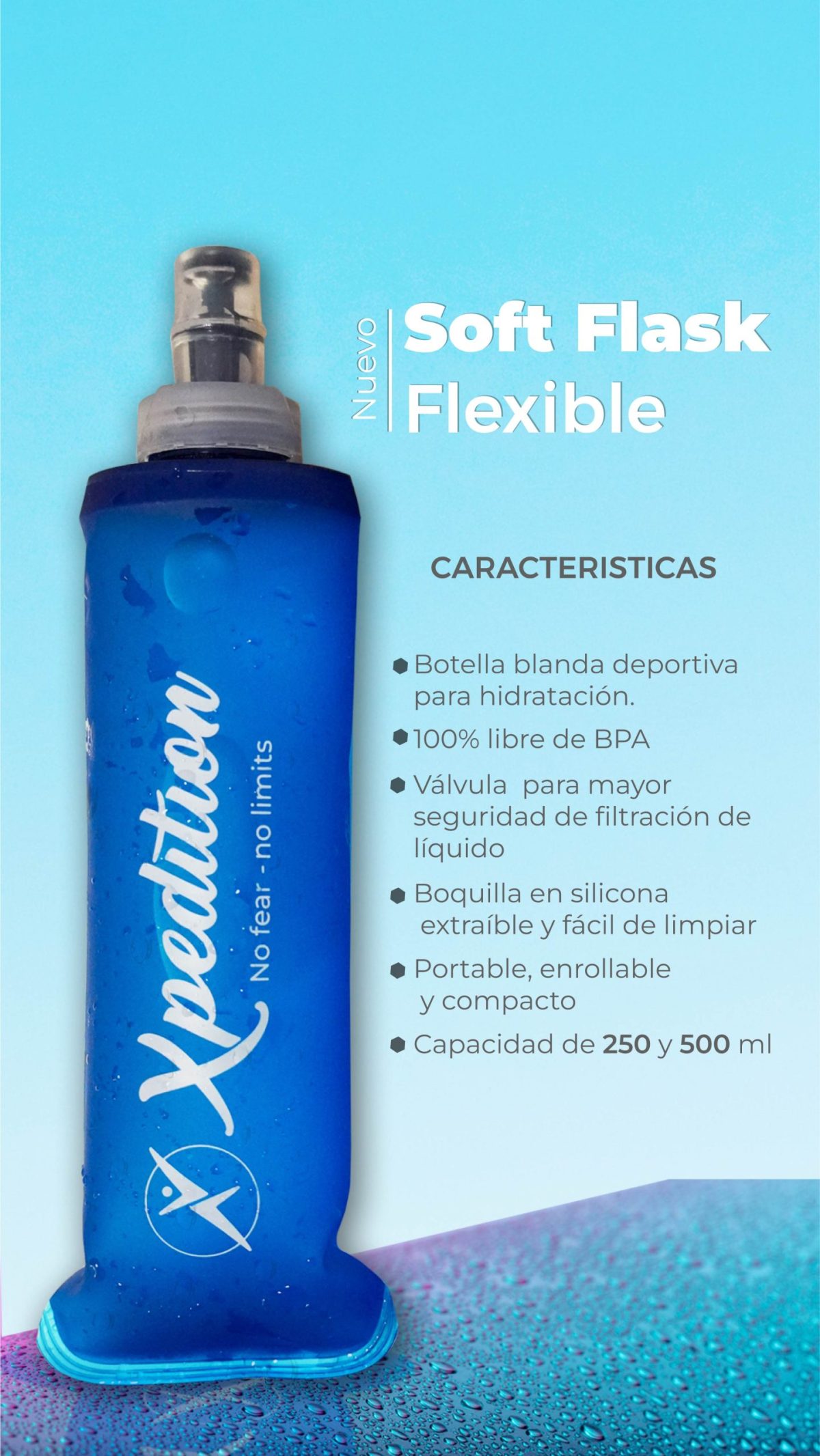 SOFT FLASK FLEXIBLE AZUL 250 ML. - Imagen 2