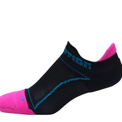 Medias Running Maratón Talonera Negro Fucsia